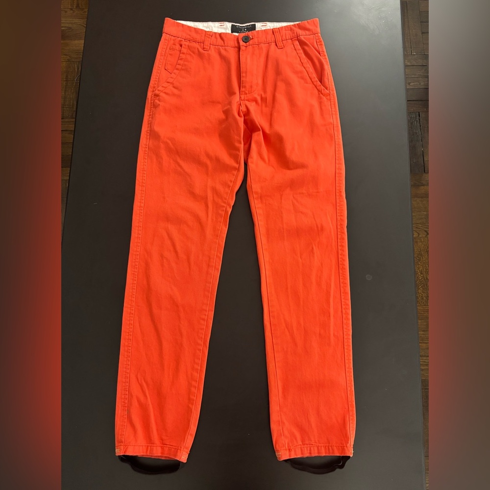Salmon Orange Matchstick Pants Ankle Straps